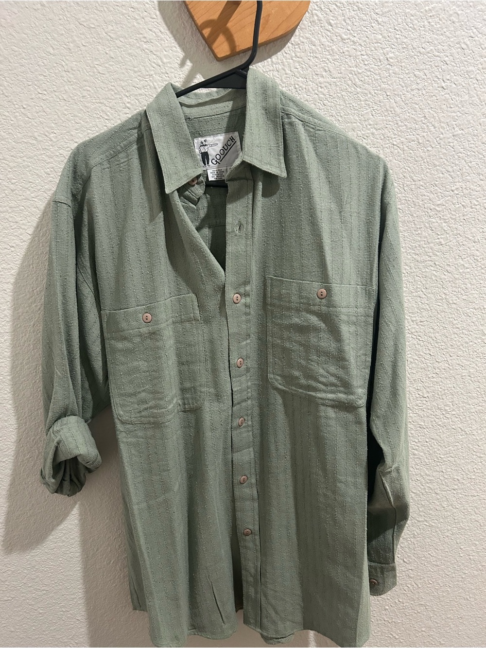 Sage Green 100% Silk Button-Up Shirt